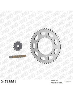 Kit chaine moto 14x51 428 AFAM - Couronne acier - Type de chaine au choix - Derbi 125 Terra 2007-2014