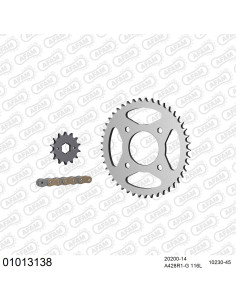 Kit chaine moto 14x45 428 AFAM - Couronne acier - Type de chaine au choix - Honda CG 125 2004-2008