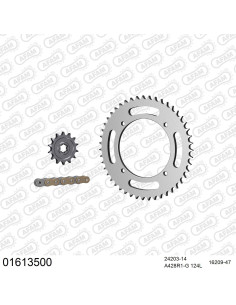 Kit chaine moto 14x47 428 AFAM - Couronne acier - Type de chaine au choix - Kawasaki KLX 125 2010-2016