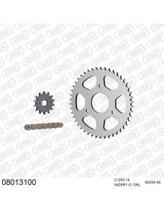 Kit chaine moto 14x46 428 AFAM - Couronne acier - Type de chaine au choix - Rieju 125 Naked 2006-2010