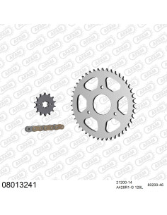 Kit chaine moto 14x46 428 AFAM - Couronne acier - Type de chaine au choix - Rieju 125 RS2 2006-2010