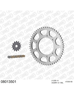 Kit chaine moto 14x56 428 AFAM - Couronne acier - Type de chaine au choix - Rieju Marathon 125 Enduro 2009-2021