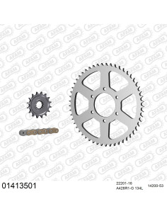 Kit chaine moto 16x53 428 AFAM - Couronne acier - Type de chaine au choix - Suzuki DR 125 S 1985-1994