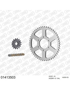 Kit chaine moto 16x53 428 AFAM - Couronne acier - Type de chaine au choix - Suzuki DR 125 SE 0-2001