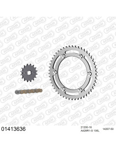 Kit chaine moto 16x50 428 AFAM - Couronne acier - Type de chaine au choix - Suzuki DR 125 SM 2008-2013