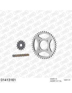 Kit chaine moto 14x41 428 AFAM - Couronne acier - Type de chaine au choix - Suzuki GN 125 1982-1996