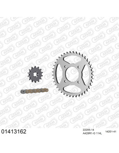 Kit chaine moto 14x41 428 AFAM - Couronne acier - 428 R1-G - Suzuki GN 125 1997-2001