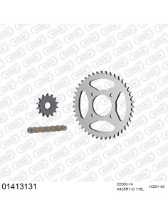Kit chaine moto 14x43 428 AFAM - Couronne acier - Type de chaine au choix - Suzuki GS 125 1982-1996