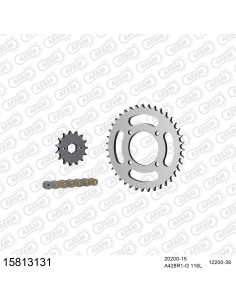 Kit chaine moto 15x39 428 AFAM - Couronne acier - Type de chaine au choix - SYM XS 125 K 2007-2013