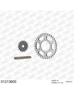 Kit chaine moto 16x37 428 AFAM - Couronne acier - Type de chaine au choix - Yamaha DT 125 E / F 1974-1979