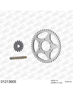Kit chaine moto 16x49 428 AFAM - Couronne acier - Type de chaine au choix - Yamaha DT 125 Tenere 1988-1990