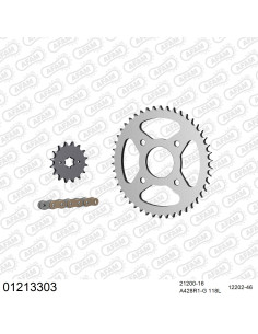 Kit chaine moto 16x46 428 AFAM - Couronne acier - 428 R1-G - Yamaha RD 125 LC 1982-1985