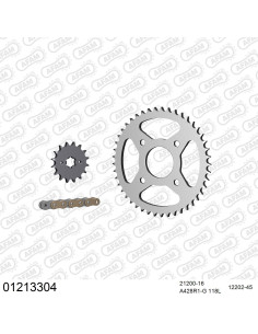 Kit chaine moto 16x45 428 AFAM - Couronne acier - 428 R1-G - Yamaha RD 125 LC 1986-1989