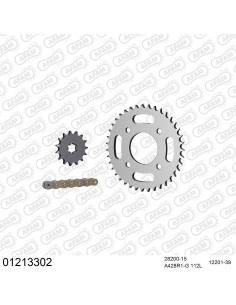 Kit chaine moto 15x39 428 AFAM - Couronne acier - Type de chaine au choix - Yamaha RDX 125 2R6 1978-1981