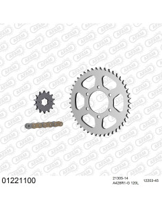 Kit chaine moto 14x45 428 AFAM - Couronne acier - Type de chaine au choix - Yamaha TW 200 E 1989-1994