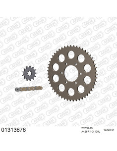 Kit chaine moto 13x51 428 AFAM - Couronne alu - Type de chaine au choix - Yamaha TY 125 1976-1989