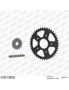 Kit chaine moto 14x40 520 AFAM - Couronne acier - Type de chaine au choix - Aprilia 125 Pegaso / Rally 1989-1991