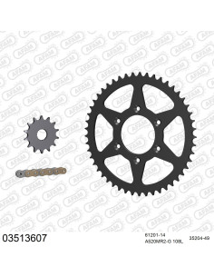 Kit chaine moto 14x49 520 AFAM - Couronne acier - Type de chaine au choix - Aprilia 125 RX-R 1992-1995
