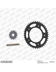 Kit chaine moto 14x42 520 AFAM - Couronne acier - 520 XRR3-G - Aprilia 250 RS 1995-2003