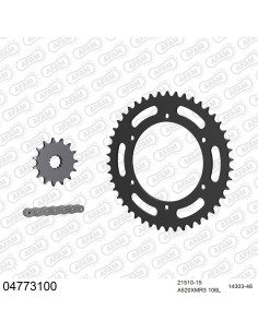 Kit chaine moto 15x46 520 AFAM - Couronne acier - Type de chaine au choix - Derbi 649 Mulhacen 2006-2008