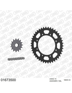 Kit chaine moto 15x43 520 AFAM - Couronne acier - Type de chaine au choix - Kawasaki KLR 650 A1-3 1987-1989