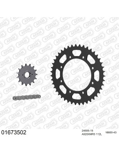 Kit chaine moto 15x43 520 AFAM - Couronne acier - Type de chaine au choix - Kawasaki KLX 650 C1-C8 1993-2002