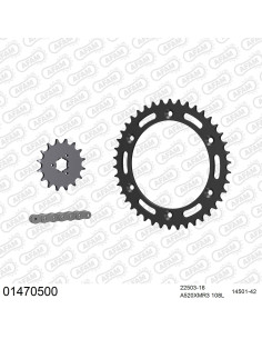 Kit chaine moto 16x42 520 AFAM - Couronne acier - Type de chaine au choix - Suzuki DR 600 S / R 1985-1989