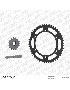 Kit chaine moto 15x48 520 AFAM - Couronne acier - Type de chaine au choix - Suzuki DR 750 S 1989