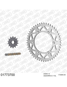 Kit chaine moto 14x49 520 AFAM - Couronne alu - Type de chaine au choix - Kawasaki KLX 650 R D1-D6 1993-2001