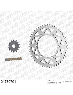 Kit chaine moto 14x50 520 AFAM - Couronne alu - Type de chaine au choix - Kawasaki KLX 300 2002-2007