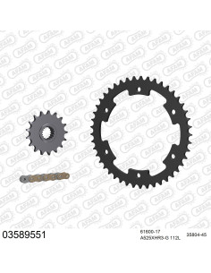 Kit chaine moto 17x45 525 AFAM - Couronne acier - Type de chaine au choix - Aprilia ETV 1000 Caponord 2001-2008