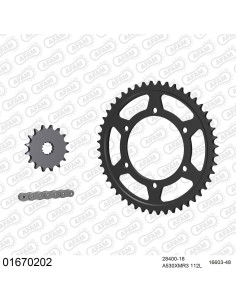 Kit chaine moto 16x48 530 AFAM - Couronne acier - Type de chaine au choix - Kawasaki ZZR 600 E1-E12 1993-2007
