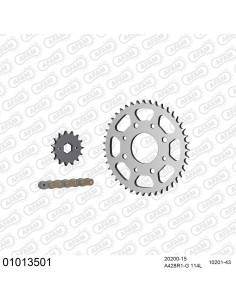 Kit chaine moto 15x43 428 AFAM - Couronne acier - Type de chaine au choix - Honda XL 125 K2-K3 1978-1979