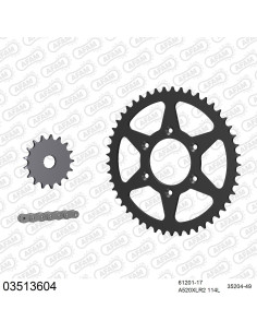 Kit chaine moto 17x49 520 AFAM - Couronne acier - Type de chaine au choix - Aprilia 125 RXE 1993-1999