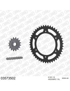 Kit chaine moto 16x46 520 AFAM - Couronne acier - Type de chaine au choix - Aprilia 650 Pegaso IE 2001-2004