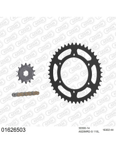 Kit chaine moto 14x44 520 AFAM - Couronne acier - Type de chaine au choix - Kawasaki KL 250 A1-4 / C1-2 1980-1985