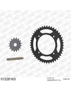 Kit chaine moto 16x45 520 AFAM - Couronne acier - Type de chaine au choix - Yamaha XV 250 Virago 1989-2015