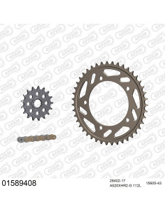 Kit chaine moto 17x43 520 AFAM - Couronne alu - Type de chaine au choix - Suzuki 1000 GSXR 2007-2008