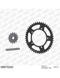 Kit chaine moto 15x45 525 AFAM - Couronne acier - Type de chaine au choix - Triumph 600 Daytona 2003-2004