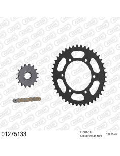 Kit chaine moto 16x43 525 AFAM - Couronne acier - Type de chaine au choix - Yamaha MT-07 ABS 2014-2022