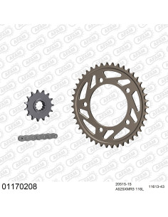 Kit chaine moto 15x43 525 AFAM - Couronne alu - Type de chaine au choix - Honda CBF 600 N 2004-2007
