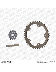 Kit chaine moto 15x43 525 AFAM - Couronne alu - Type de chaine au choix - MV Agusta 989 R Brutale 2008-2009