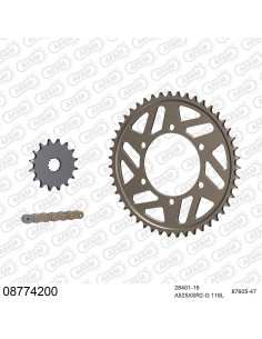 Kit chaine moto 16x47 525 AFAM - Couronne alu - Type de chaine au choix - Triumph Street Triple 675 2007-2013