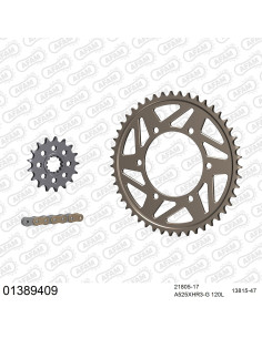 Kit chaine moto 17x47 525 AFAM - Couronne alu - Type de chaine au choix - Yamaha 1000 R1 2009-2014