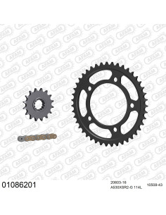 Kit chaine moto 16x43 530 AFAM - Couronne acier - Type de chaine au choix - Honda CB 900 Hornet 2002-2007