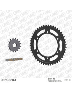 Kit chaine moto 16x48 530 AFAM - Couronne acier - Type de chaine au choix - Kawasaki ZR 1100 Zephyr A1-4 1992-2002