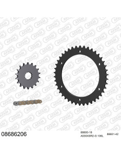 Kit chaine moto 18x42 530 AFAM - Couronne acier - Type de chaine au choix - Triumph 955 I Speed Triple 2002-2004