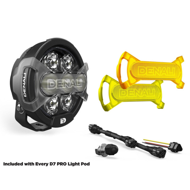 Pack feux additionnels led DENALI D7 PRO avec contrôleur DialDim et supports pare-carter universel