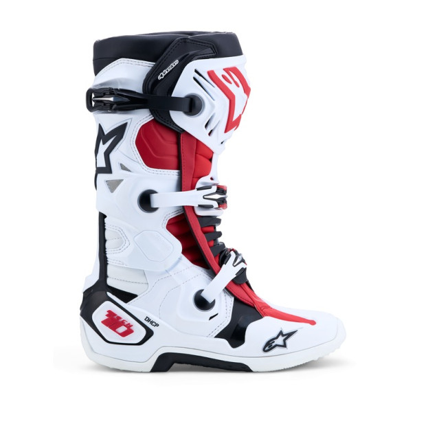Bottes cross Alpinestars Tech 10 - Blanc Noir Rouge Vif
