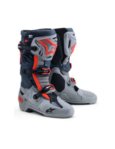Bottes cross Alpinestars Tech 10 Enduro - Gris Rouge Fluo